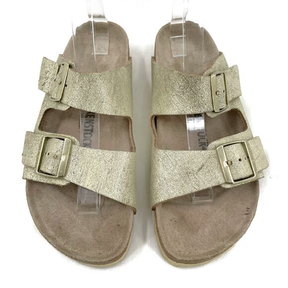 Birkenstock Arizona Sandal Washed Metallic Cream Gold Crackle Neutral Size EU 41 - Picture 1 of 11